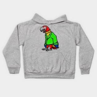 Cute Anthropomorphic Human-like Cartoon Character Parrot in Clothes Kids Hoodie